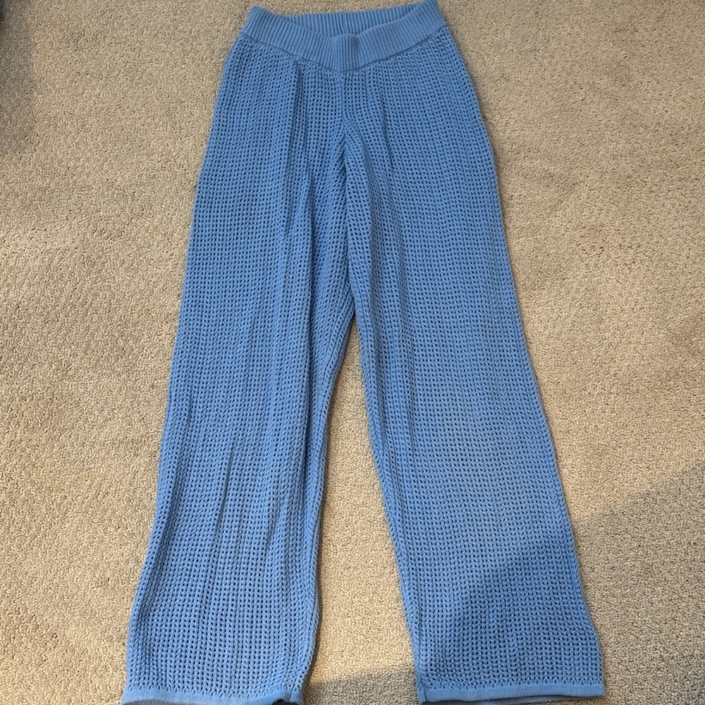 Blue Knit Women's Pants